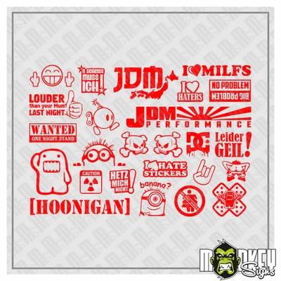 JDM Aufkleber Set Drifter 25-teilig Maßstab 1:10 RC Car Modellbau Rot - Bild 1 von 2