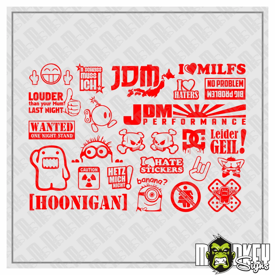 JDM Aufkleber Set Drifter 25-teilig Maßstab 1:10 RC Car Modellbau Rot - Bild 1 von 2