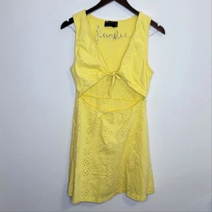 Asos Design Yellow Tie Front Cutout Dress Size 8 Tall - Picture 1 of 9