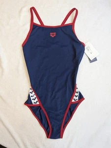 NEW Arena 34 Super Fly Back Navy & Red w/ Team Stripe Swim Suit - Picture 1 of 5