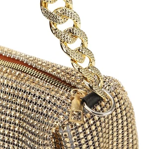 Women Messenger Bag Golden Rhinestones Handbag Thick Chain Messenger Bag Sto DTS - Picture 1 of 20