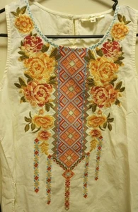 Anaree Medium Size Cotton Sleeveless Blouse With Extensive Embroidery Beautiful - Picture 1 of 17