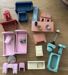 Huge Lot Vintage Miniature Dollhouse Furniture  Accessories Strombecker 1930s - Picture 1 of 11