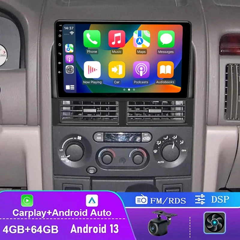 Radio de coche 9" 4+64 GB para Jeep Grand Cherokee 2001-2004 unidad principal inalámbrica CarPlay Foto 1 de 4