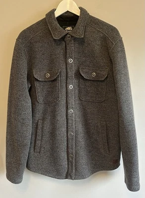 Chaqueta de Colección Roots Canada Para Hombres Gris Sarga Metal Botón a Presión L Interior Polar Foto 1 de 4