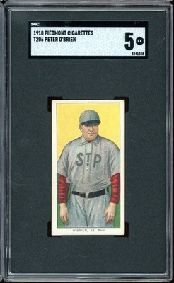 1909-11 T206 Piedmont Cigarettes Baseball Peter O'Brien SGC 5 - Image 1 of 2