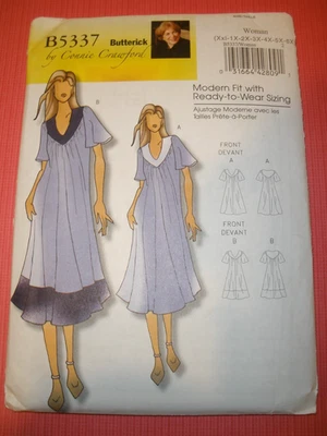 Butterick B5337 Plus Size Xxl -6X  Loose V neck Dress Lounge Sewing Pattern UC - Image 1 of 2