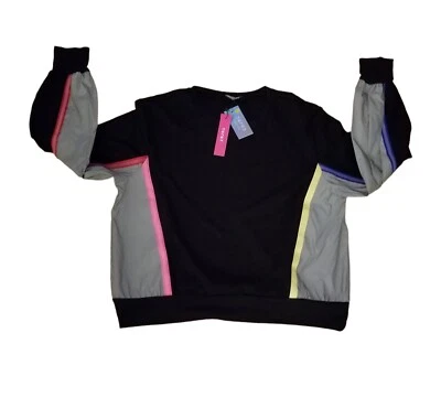 Terez Women's Black Glow Gear Pullover With Reflective Silver Sides Sz M NWT  - Image 1 of 4