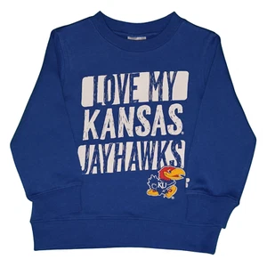 NCAA University of Kansas Love My Jayhawks Toddlers' Crew Neck Fleece - Picture 1 of 2