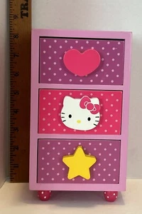 Hello Kitty 2012 Three Drawer Dresser jewelry Box. W/7 Hello Kitty Items(B-U) - Picture 1 of 14