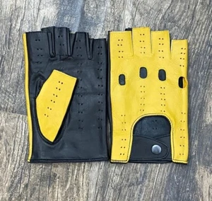 Guantes de conducir sin dedos coche motocicleta cuero real policía guantes de conductor B-62 - Imagen 1 de 2