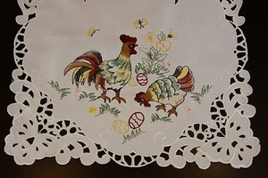 Easter Holiday Chicken Rooster Egg Embroidered Tablecloth Table Placemat Runner - Picture 1 of 4