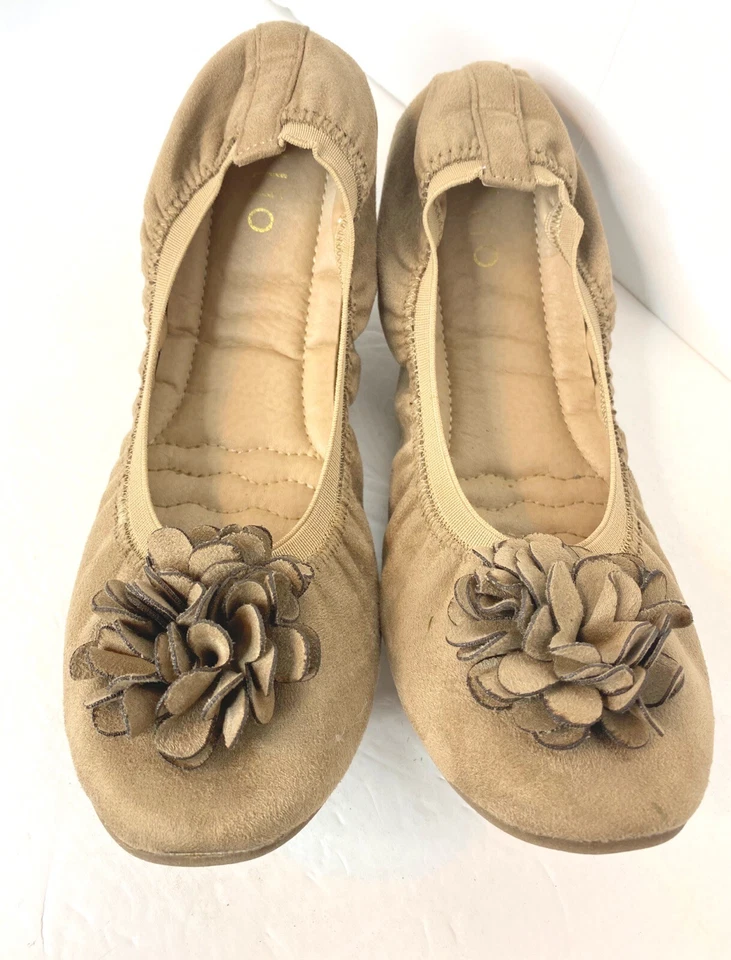 Zapatos de ballet Ollio para mujer imitación gamuza decorativos flores sin cordones talla 7/7,5 Foto 1 de 4