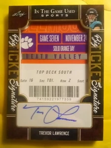 2022 Leaf In The Game Used Trevor Lawrence Auto Big Ticket Signature Ticket Stub - Picture 1 of 6
