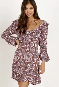 For Love & Lemons Damen großes Minikleid Georgi Babydoll Paisley Rüschen - Bild 1 von 9