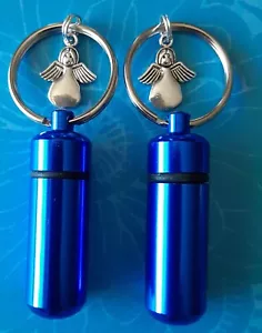 K Mini,Cremation Jewelry,Memorial Urn,Blue,Cremation Urn,Small Key Chain - Picture 1 of 1