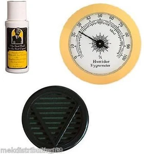 Kit condimento humidor per sigari 2 oz soluzione ottone igrometro umidificatore kit - Foto 1 di 5
