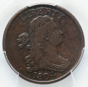 USA - 1804 1/2 Cent - SPIKED CHIN - PCGS VF30 - SUPER PQ & GORGEOUS COLOR! - Picture 1 of 5