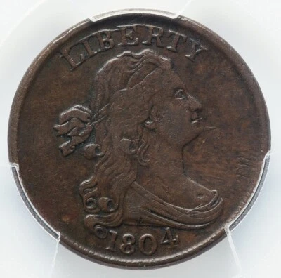 USA - 1804 1/2 Cent - SPIKED CHIN - PCGS VF30 - SUPER PQ & GORGEOUS COLOR! - Image 1 of 4