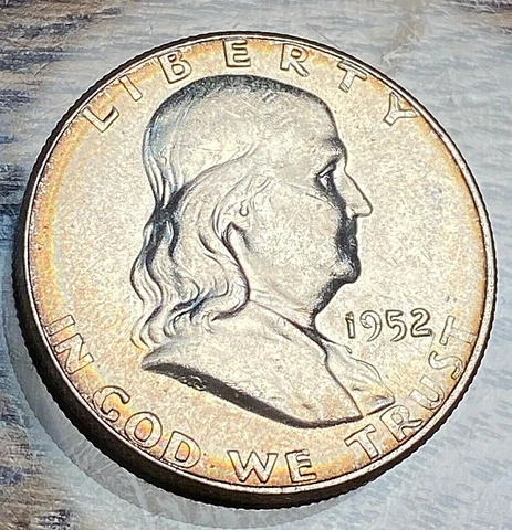 1952 Franklin Half Dollar Very Choice BU Struck-Thru Error CHN Cover