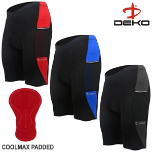 DEKO Mens Cycling Shorts Anti-Bac Coolmax Padded Cycle MTB Bicycle Short - Picture 1 of 25