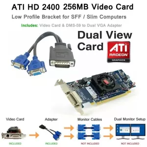 ATI Radeon SFF Low Profile Dual Monitor Video Card 256MB DDR2 PCI-E x16 VGA HD - Picture 1 of 8