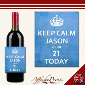 Personalisiertes Geburtstagsetikett Feier Neuheit Keep Calm individueller Aufkleber Geschenk - Bild 1 von 1