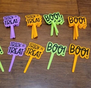 Halloween Orange Green Purple Plastic Cupcake 20 CT. Picks Cake - Picture 1 of 6