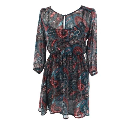 Forever 21 Sheer Paisley Dress Women S Career Party Boho Grannycore Casual Y2K - Image 1 of 4