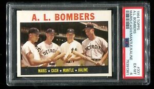 1964 Topps #331 AL Bombers PSA 6 EX-MT Mickey Mantle Roger Maris Al Kaline Cash
