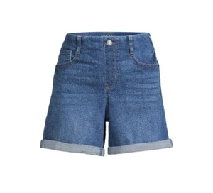 Time and Tru Women's sz XL Denim shorts Cuffed Hem 5 Pocket Pull-Up Med Wash New - Picture 1 of 8