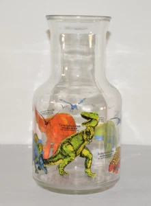 Jarra de vidrio vintage de dinosaurios de 11" de alto Canadá años 80 T-Rex Triceratops - Imagen 1 de 11