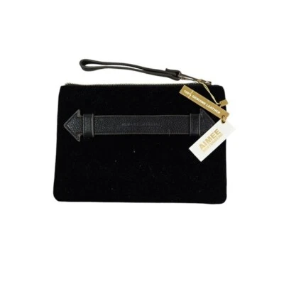 Aimee Kestenberg black velvet leather clutch purse new nwt - Image 1 of 4