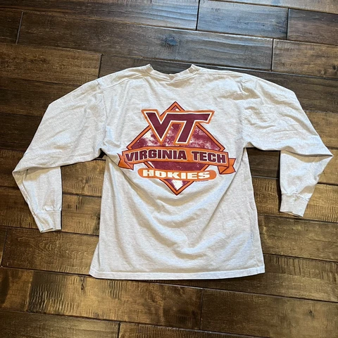 Vintage Virginia Tech Hokies Gray Long Sleeve Rah Rah Sports T Shirt Mens Medium Cover