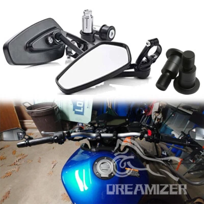 For Yamaha MT07 MT09 MT10 7/8" Motorcycle Bar End Rearview Mirrors w/Adapters - Image 1 of 4