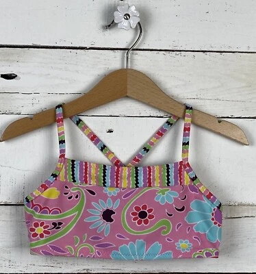 Girls HANNA ANDERSSON Sz 110 - 5y Tankini Swim Top Pink Floral Stripe - Image 1 of 4