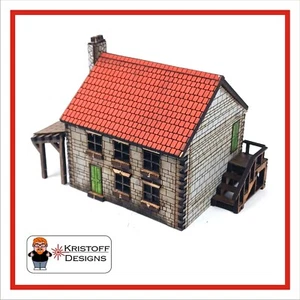 15mm WW2  Stone House Building MDF Painted Terrain Suitable for Flames of War - Picture 1 of 8