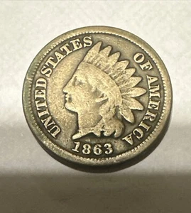 1863 Indian Head Cent Penny Very Good Condition Brand New 2x2 Holder - Picture 1 of 4