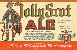 GRAUPNER JOLLY SCOT ALE BEER LABEL T SHIRT HARRISBURG  SIZES SMALL-XXXLARGE (F - Picture 1 of 1