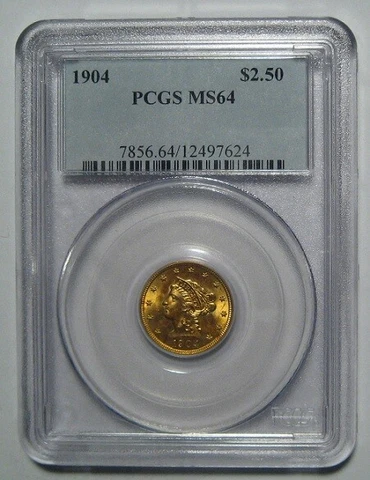 = 1904 MS64 PCGS $2.50 Liberty Gold Piece, FREE Shipping Cover