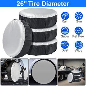 4pcs 26" Waterproof Tire Covers SUV RV Truck Trailer Camper Wheel Protectors - Picture 1 of 8