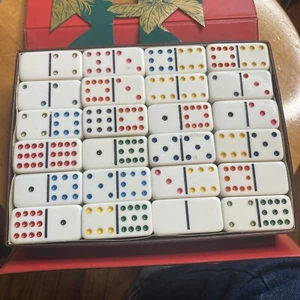 Set of 91 Profesonial Dominoes Double Twelve, Instructions, Faux Leather Case - Picture 1 of 8