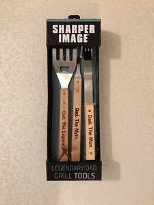 Sharper Image Legendary Dad Grill Tool Set BBQ Tongs, Fork. Spatula-NEW - Picture 1 of 4
