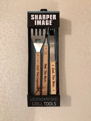 Sharper Image Legendary Dad Grill Tool Set BBQ Tongs, Fork. Spatula-NEW - Image 1 of 4