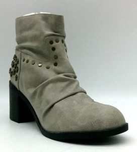 Michael Antonio Jinxy Grey Synthetic Slip On Booties Sz 9 M Studded - Picture 1 of 13