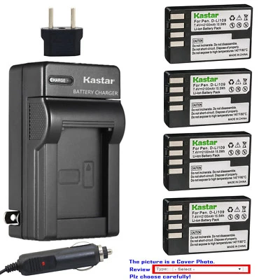 Kastar Battery AC Charger for Pentax D-Li109 D-BC109 & Pentax K-50 K50 Camera - Image 1 of 4