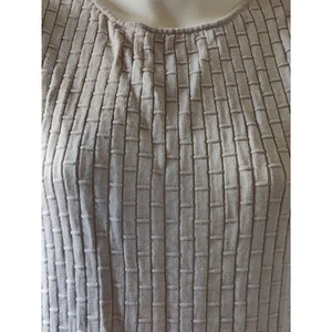 GEOFFREY BEENE SPORT Mujer Suéter Sin Mangas Tejido Top M Beige Mezcla Seda - Imagen 1 de 5