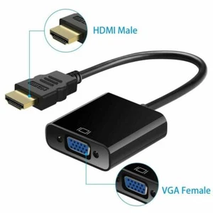 HDMI Male IN to SVGA VGA Female OUT Converter Cable Adapter Black for PC DVR TV - Picture 1 of 2