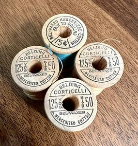 Vintage Belding Corticelli Thread Mercerized Cotton Lot of 4 Wooden Spools HTF - Picture 1 of 2