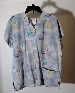 Simply Basic Short Sleeve Scrubs Top Cherub Angel Pattern Size Large - Picture 1 of 2